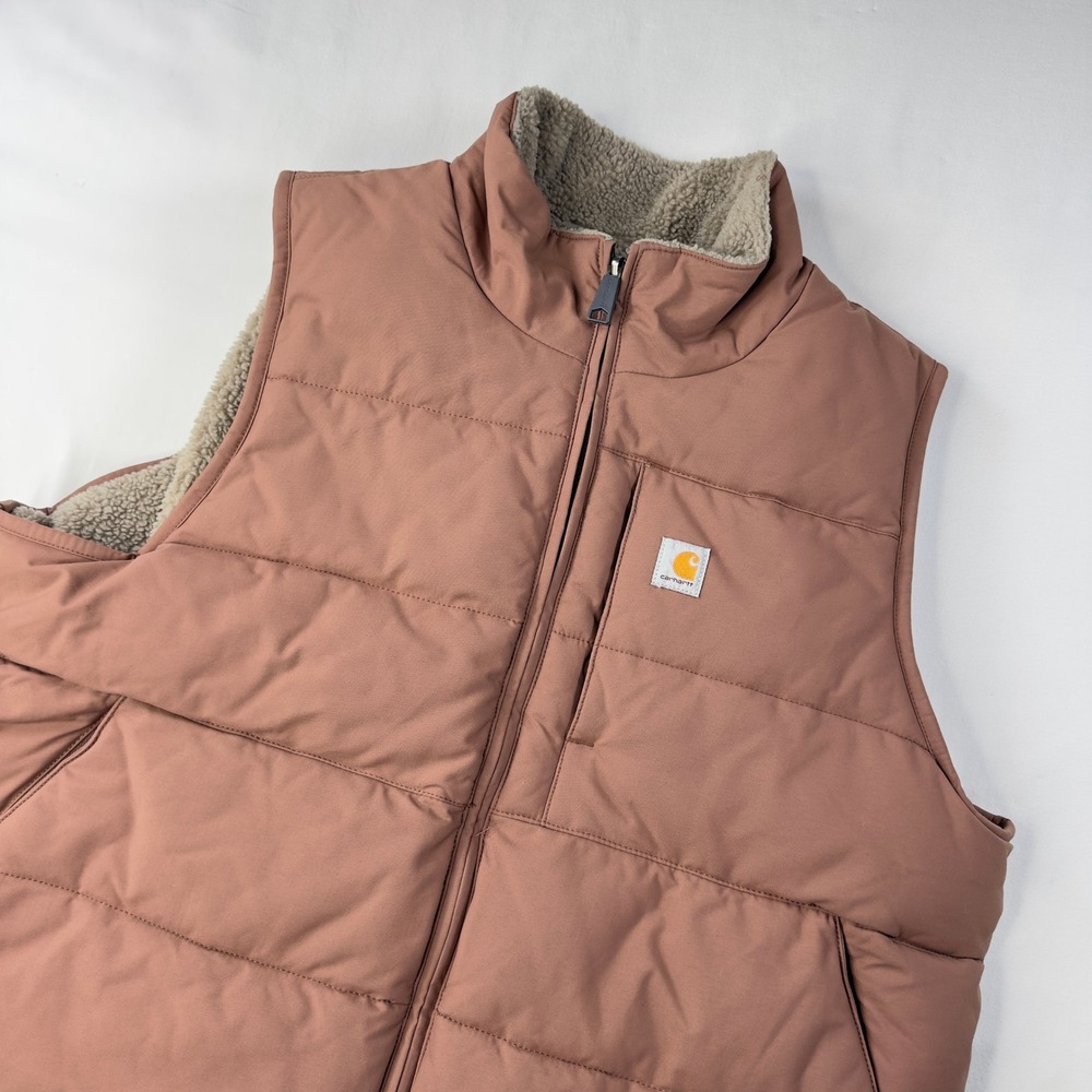 Carhartt Vest Women's XL Rust Puffer Fleece Reversible Insulated Workwear